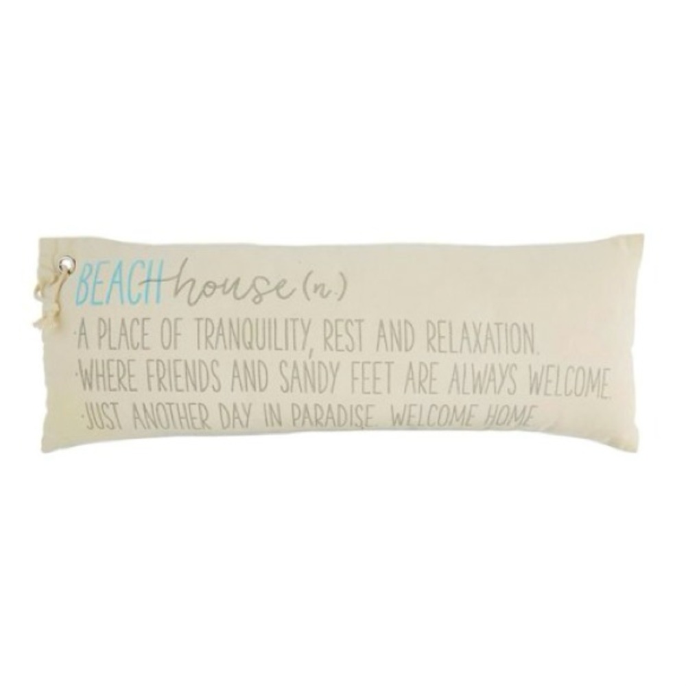 Swoozie's pillow cover 12x35 features printed beach house "definition.”